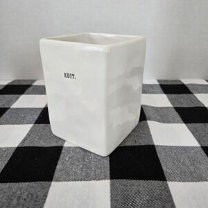 RAE DUNN Artisan Collection Pencil Pen Holder "EDIT." Container Desk Office